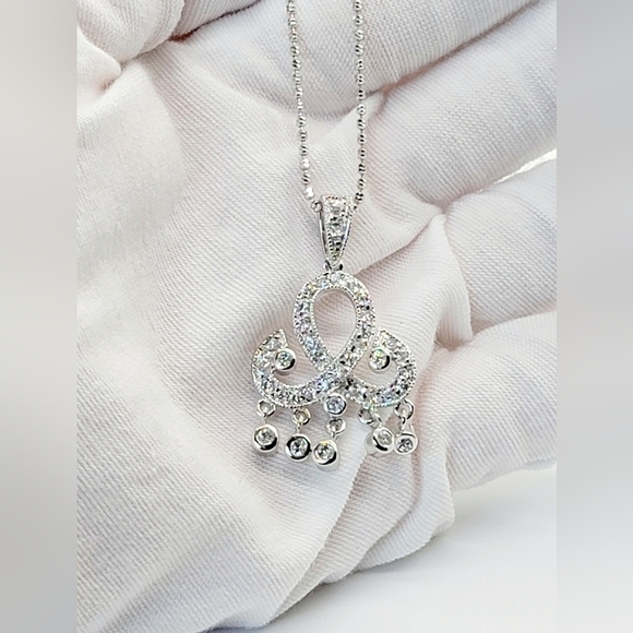 925 Sterling Silver white gold plated necklace - Picture 3 of 4